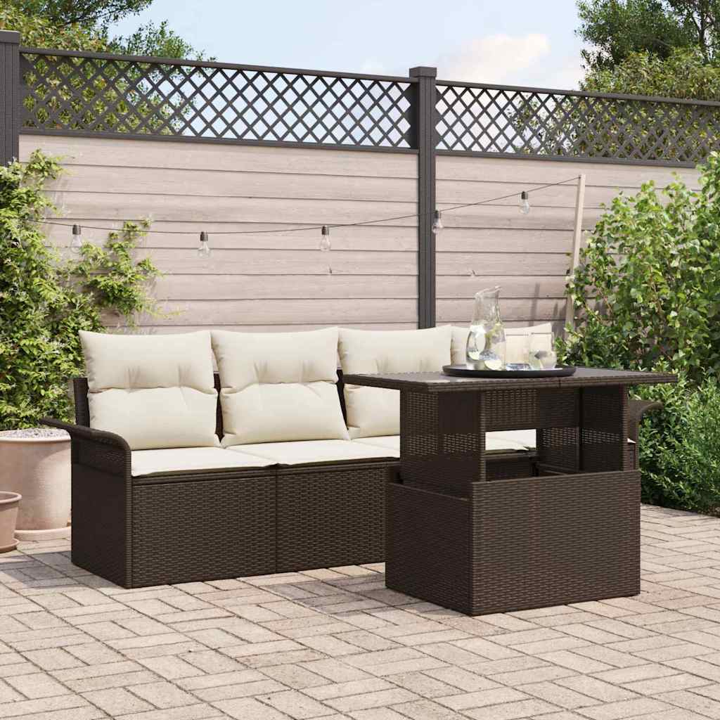 Gartensofa-set 5 stk. Braun Poly-Rattan