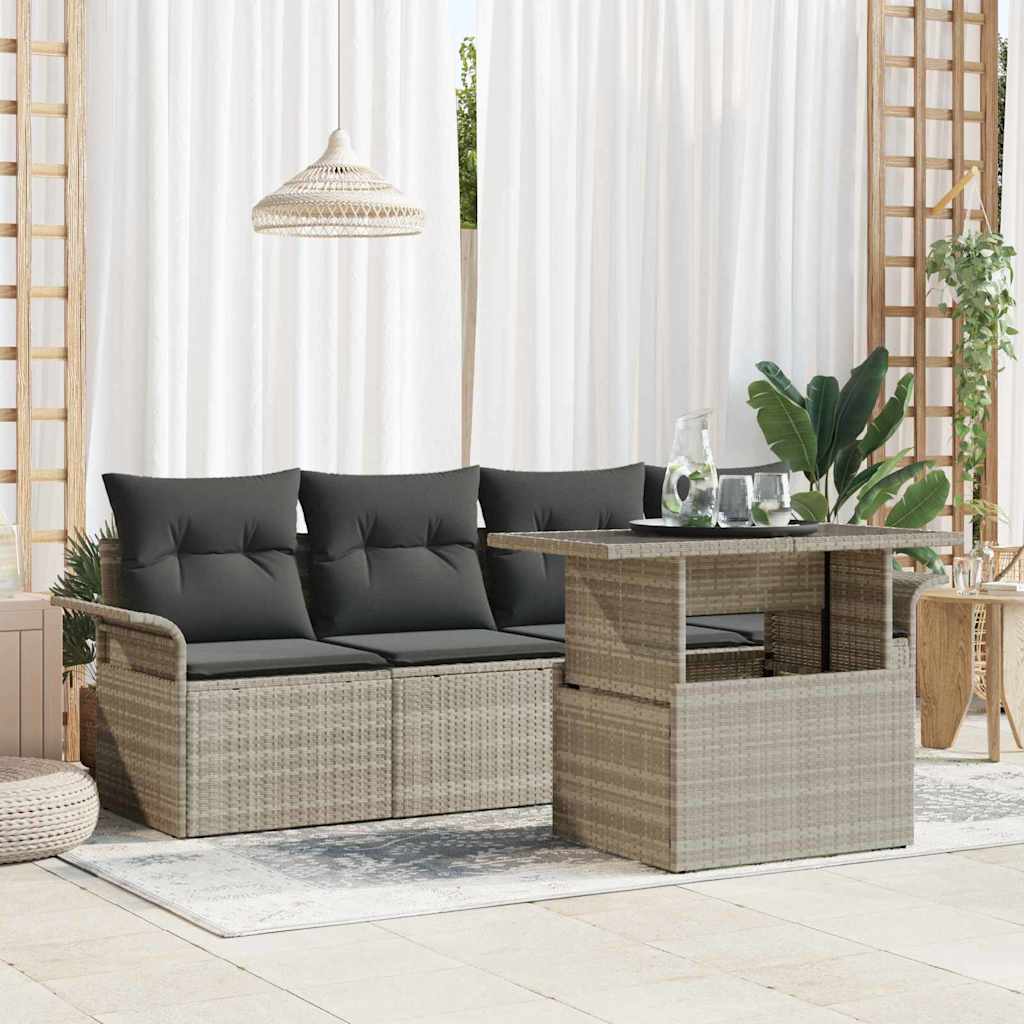 Gartensofa-set 5 stk. Hellgrau Poly-Rattan