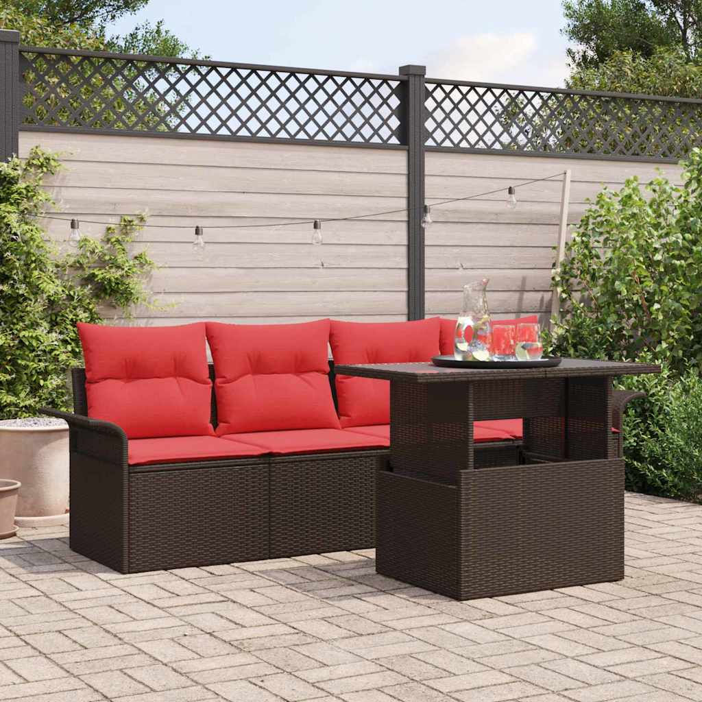 Gartensofa-set 5 stk. Braun Poly-Rattan