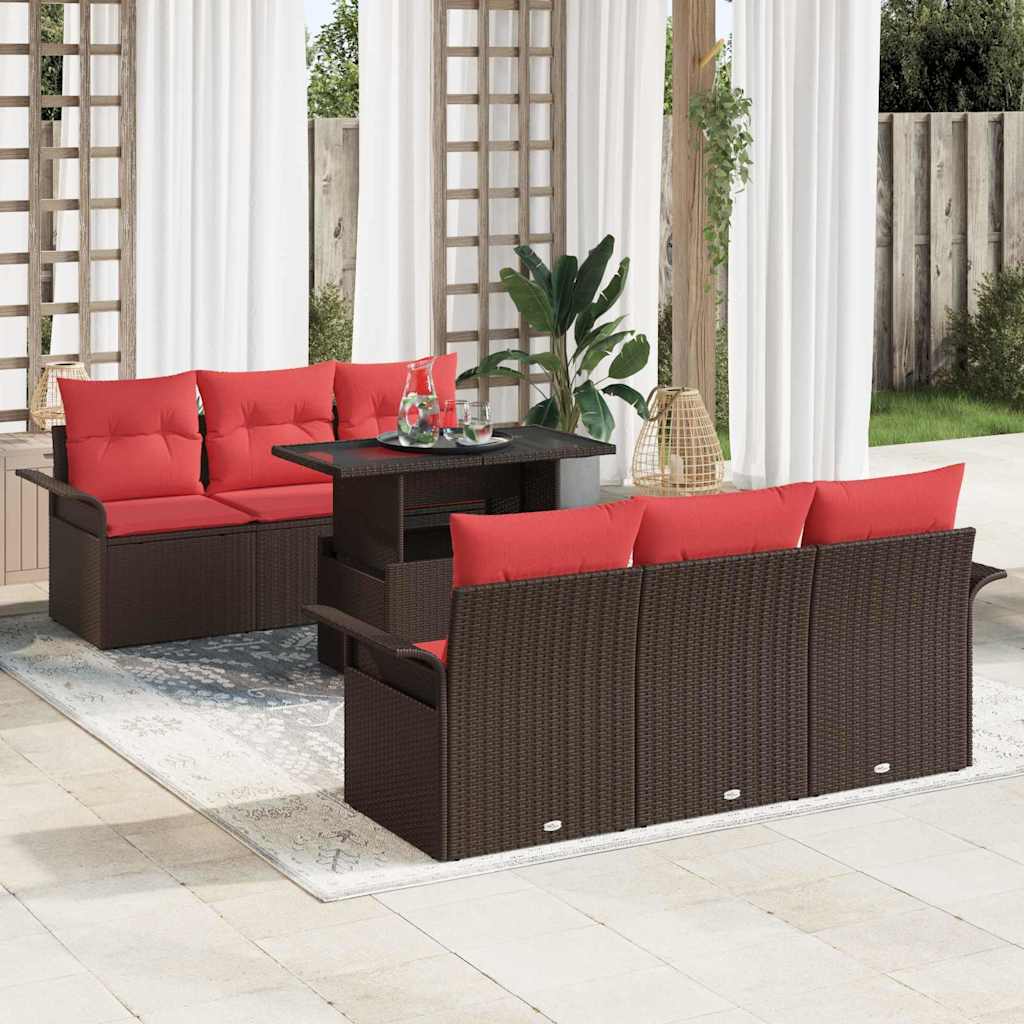 Gartensofa-set 7 stk. Braun Poly-Rattan