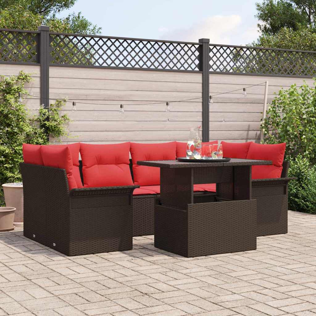 Gartensofa-set 7 stk. Braun Poly-Rattan