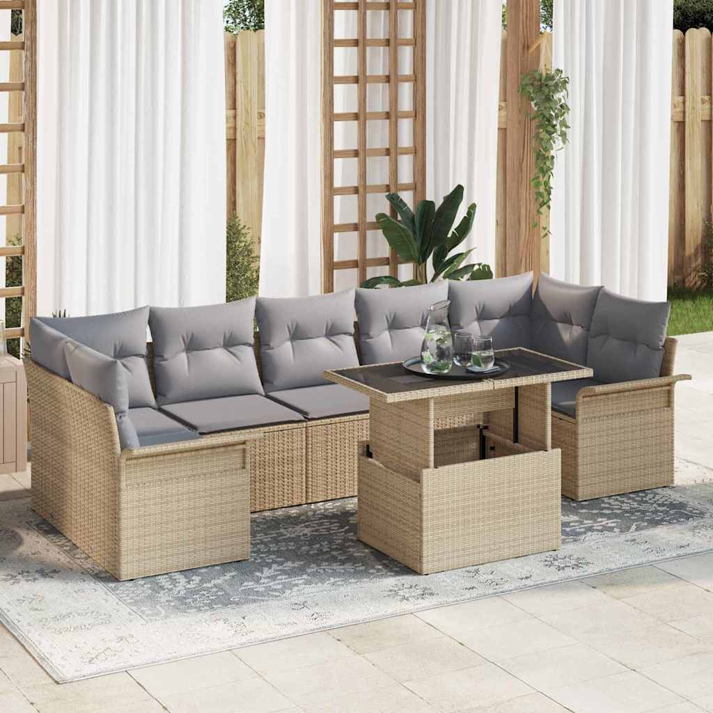 Gartensofa-set 8 stk. Beige Poly-Rattan