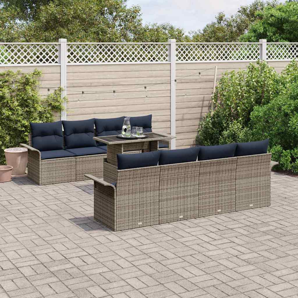 Gartensofa-set 8 stk. Grau Poly-Rattan