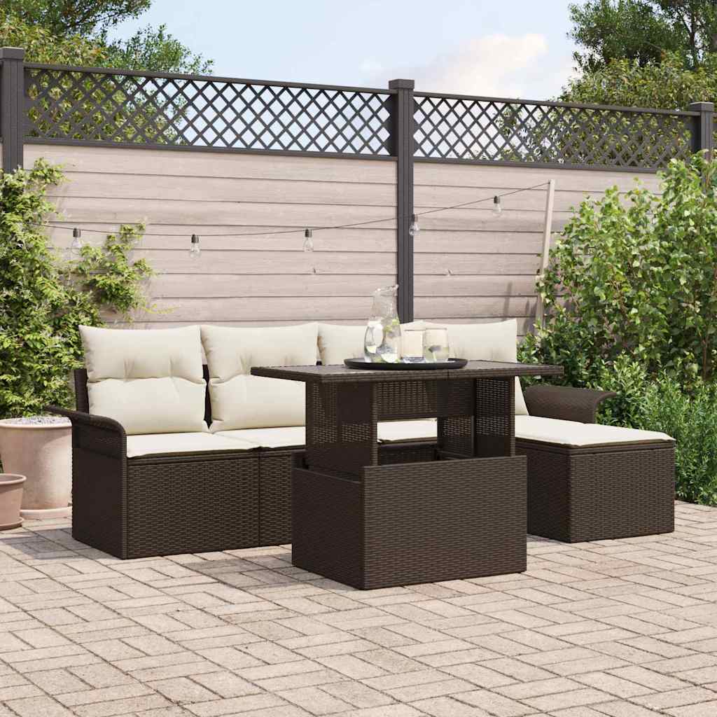 Gartensofa-set 6 stk. Braun Poly-Rattan