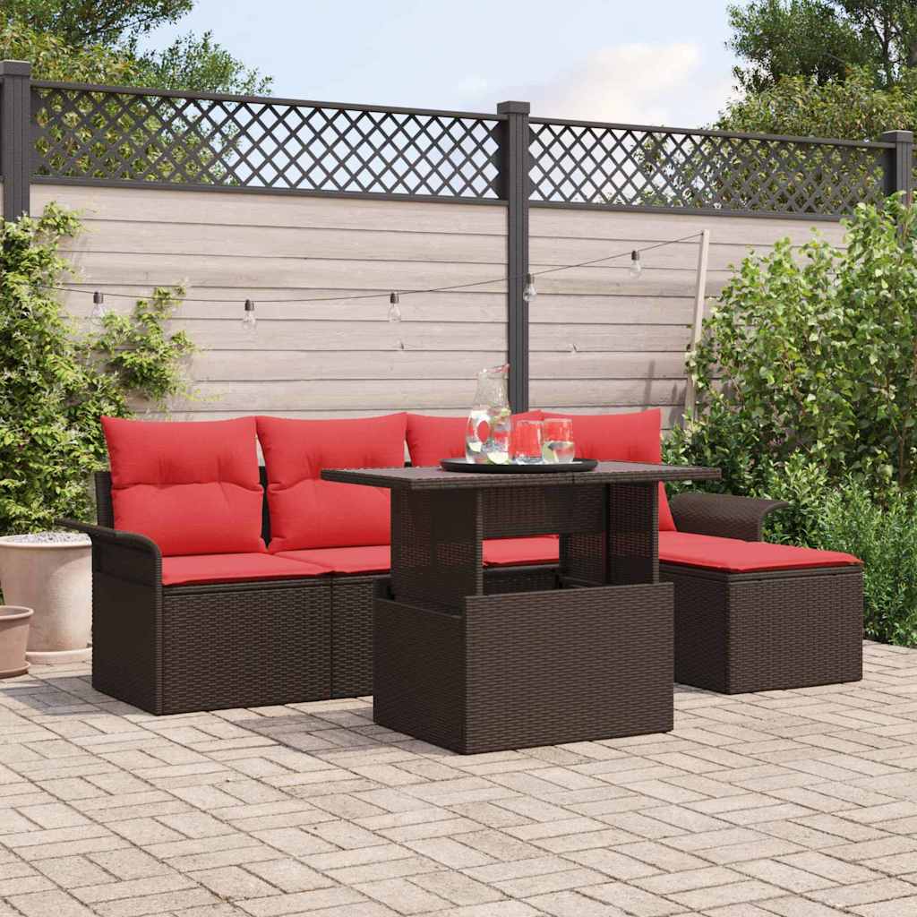 Gartensofa-set 6 stk. Braun Poly-Rattan