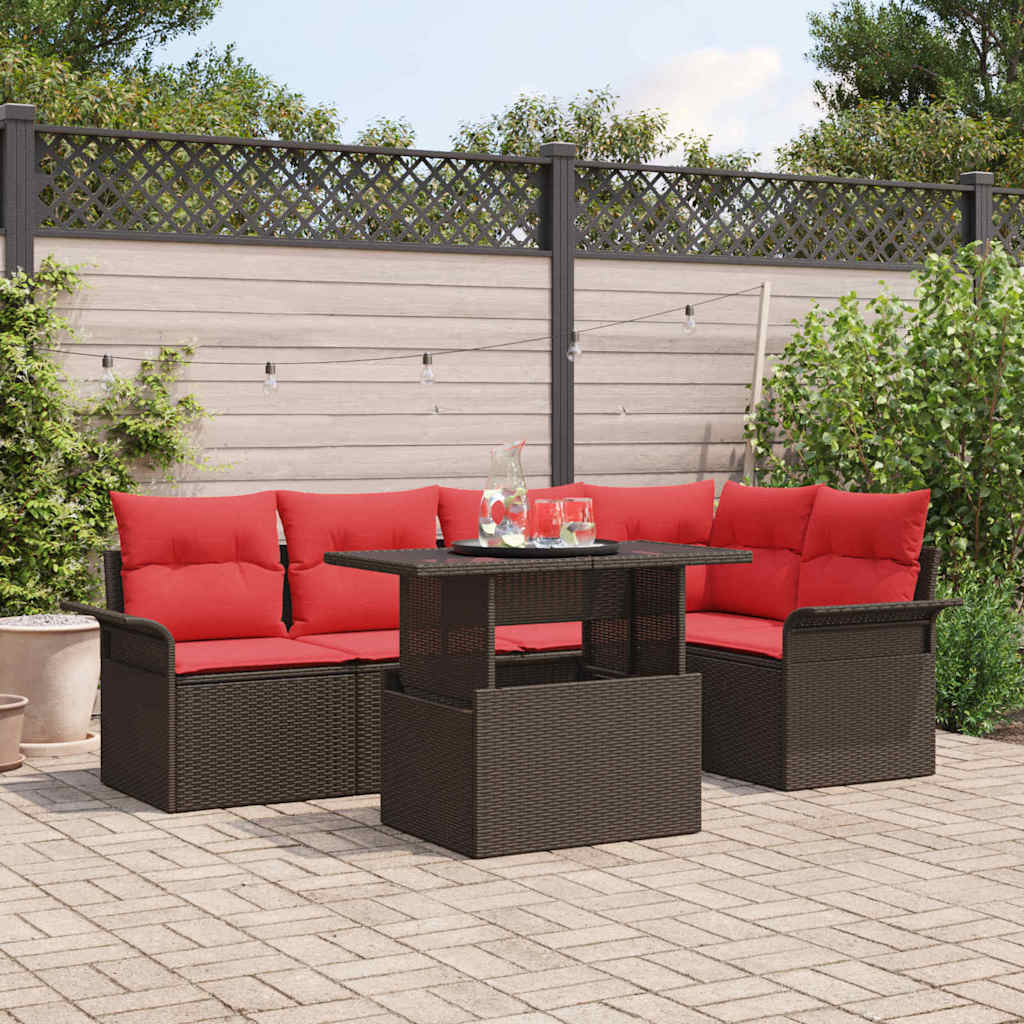 Gartensofa-set 6 stk. Braun Poly-Rattan
