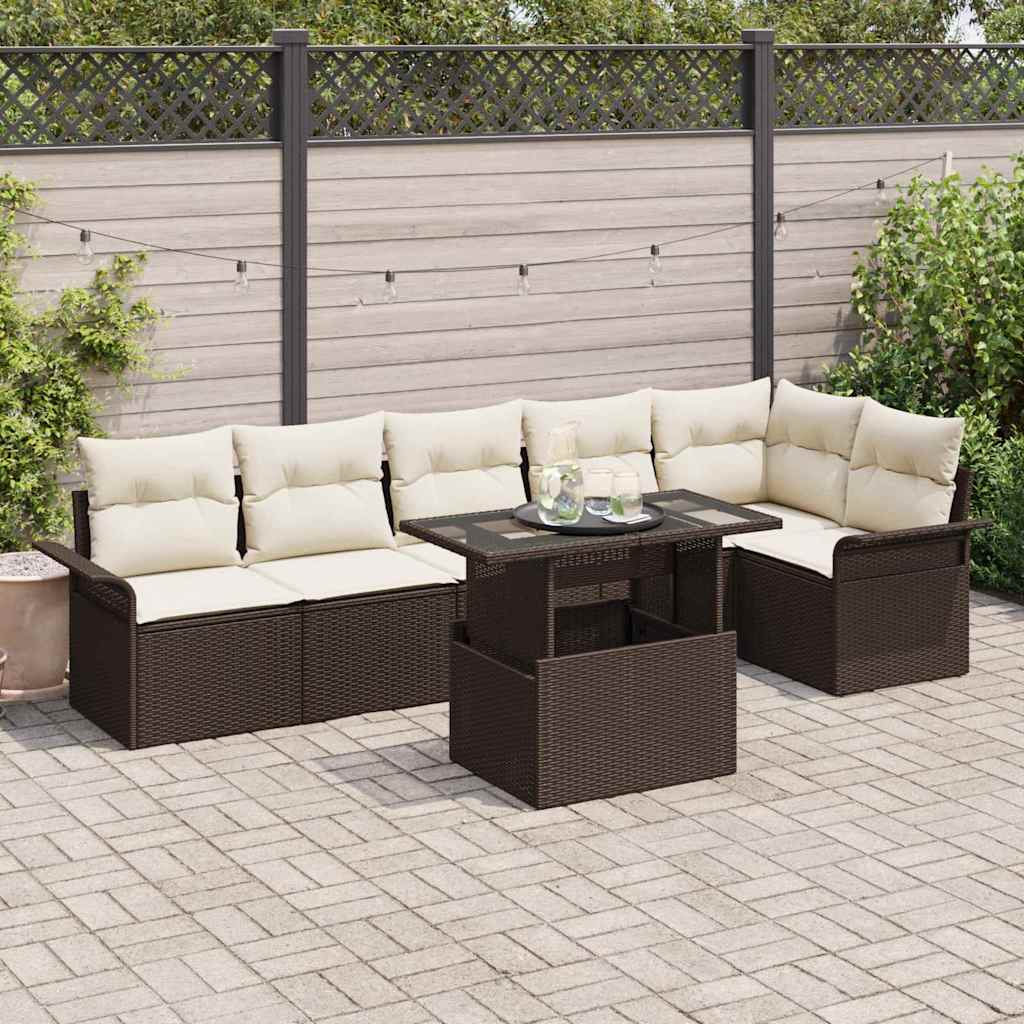 Gartensofa-set 7 stk. Braun Poly-Rattan