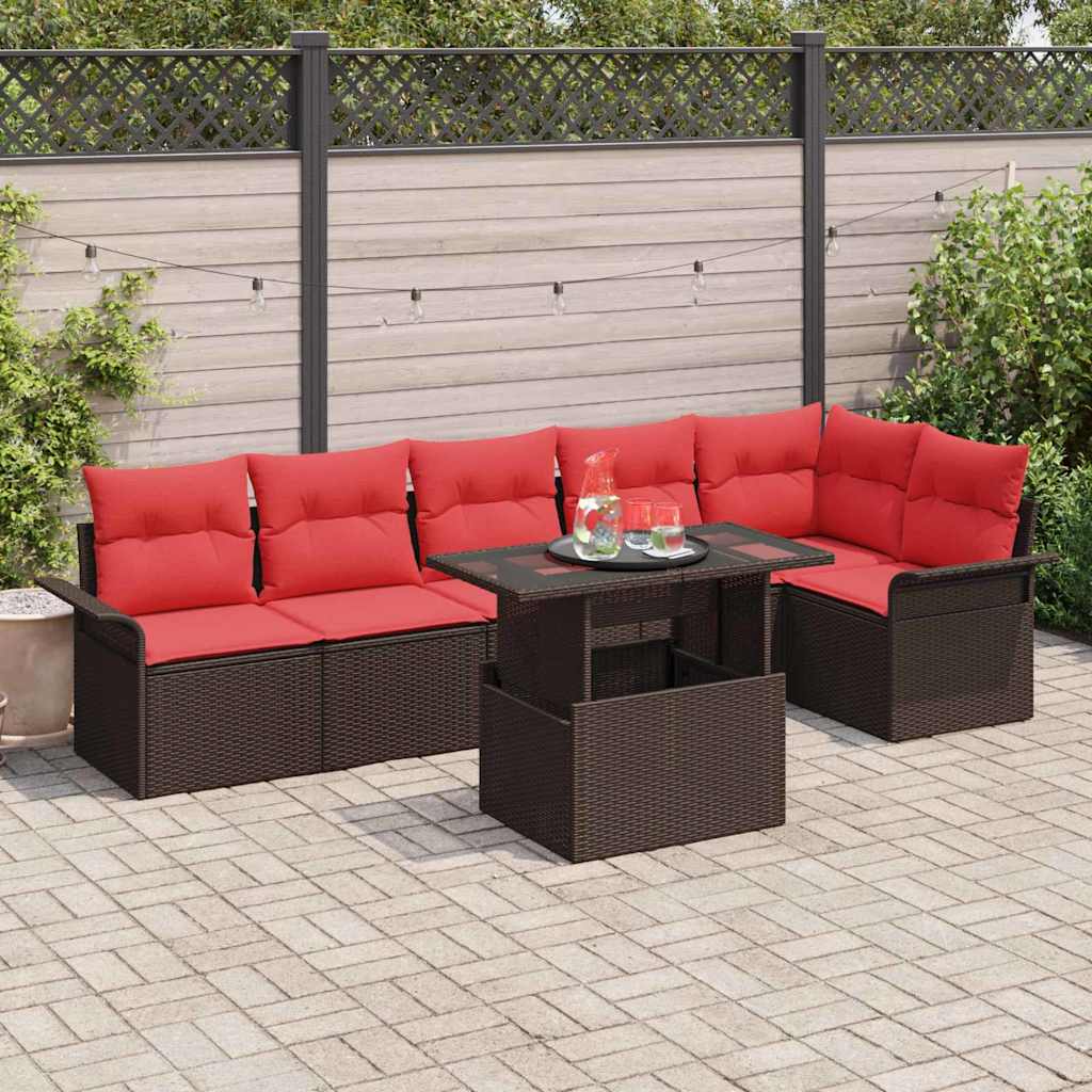 Gartensofa-set 7 stk. Braun Poly-Rattan