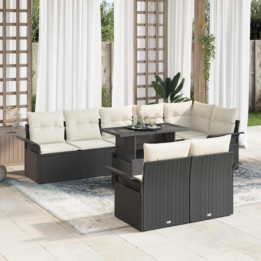 Gartensofa-set 9 stk. Schwarz Poly-Rattan