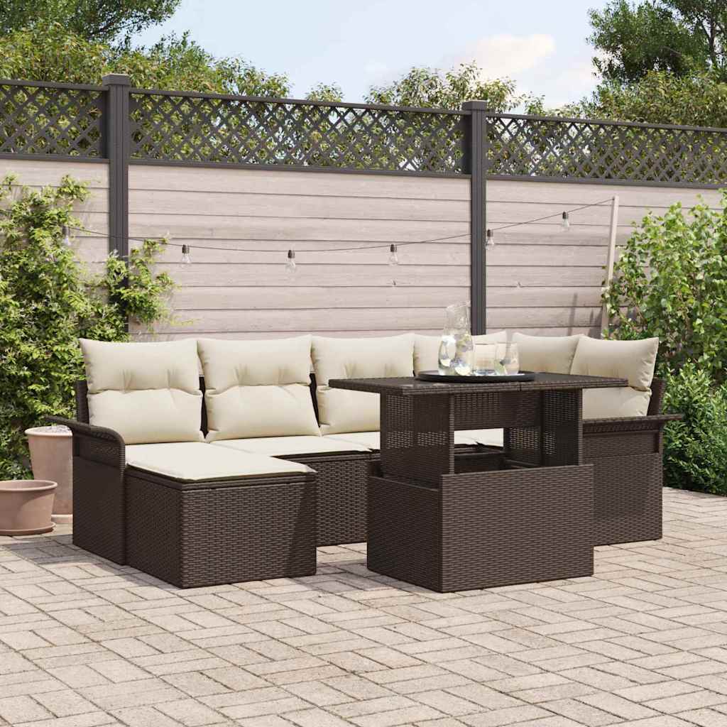Gartensofa-set 7 stk. Braun Poly-Rattan