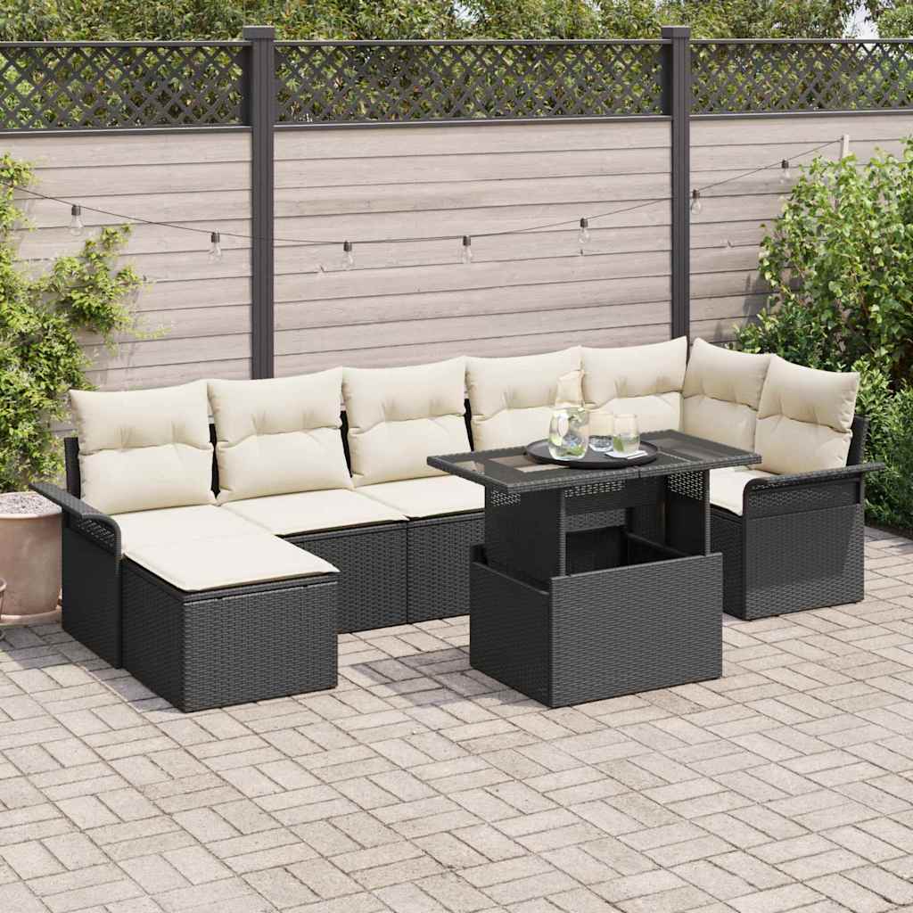 Sofa Set 8 stk. Schwarz Poly-Rattan