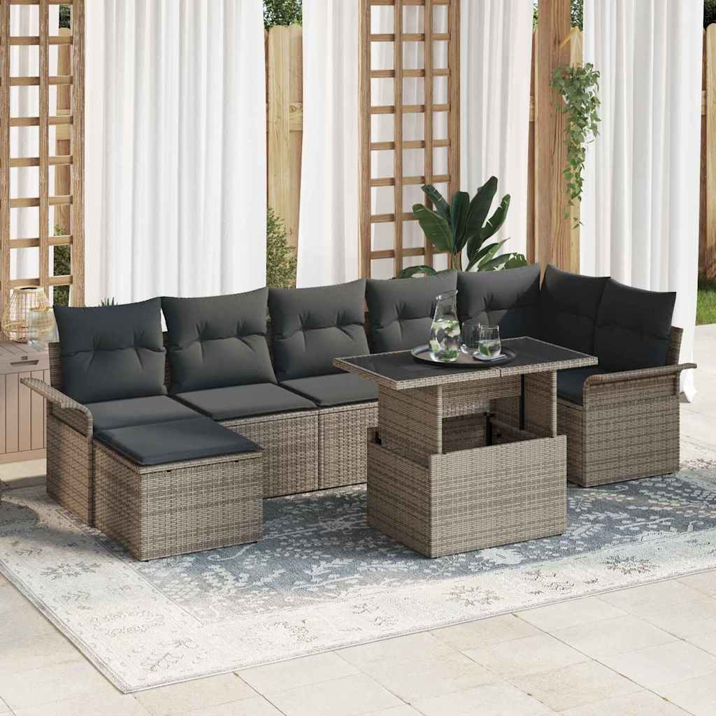 Sofa Set 8 stk. Grau Poly-Rattan