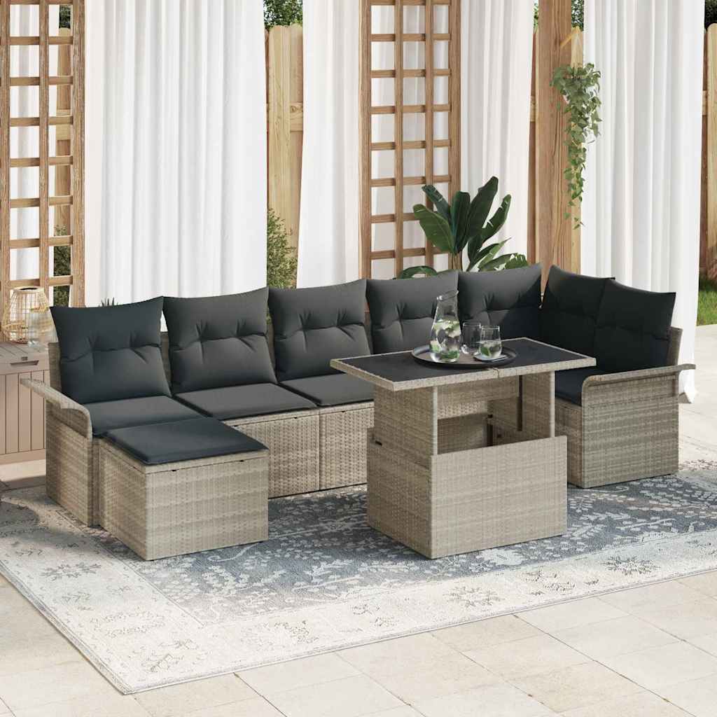 Sofa Set 8 stk. Hellgrau Poly-Rattan