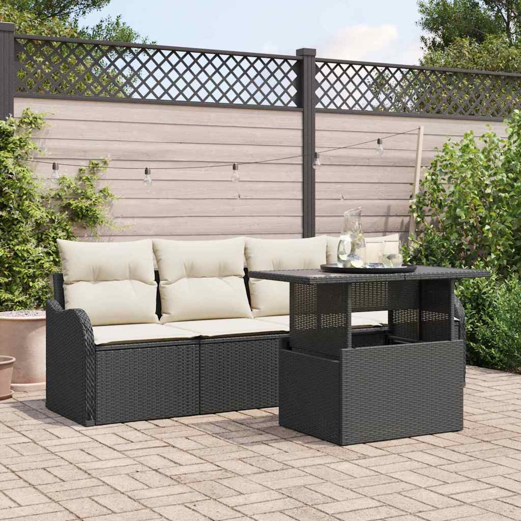 Sofa Set 5 stk. Schwarz Poly-Rattan
