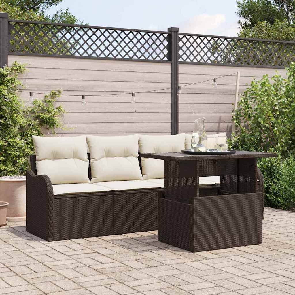 Sofa Set 5 stk. Braun Poly-Rattan