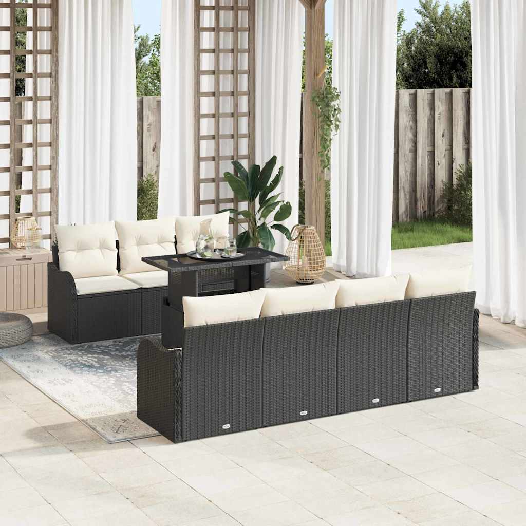 Gartensofa-set 8 stk. Schwarz Poly-Rattan