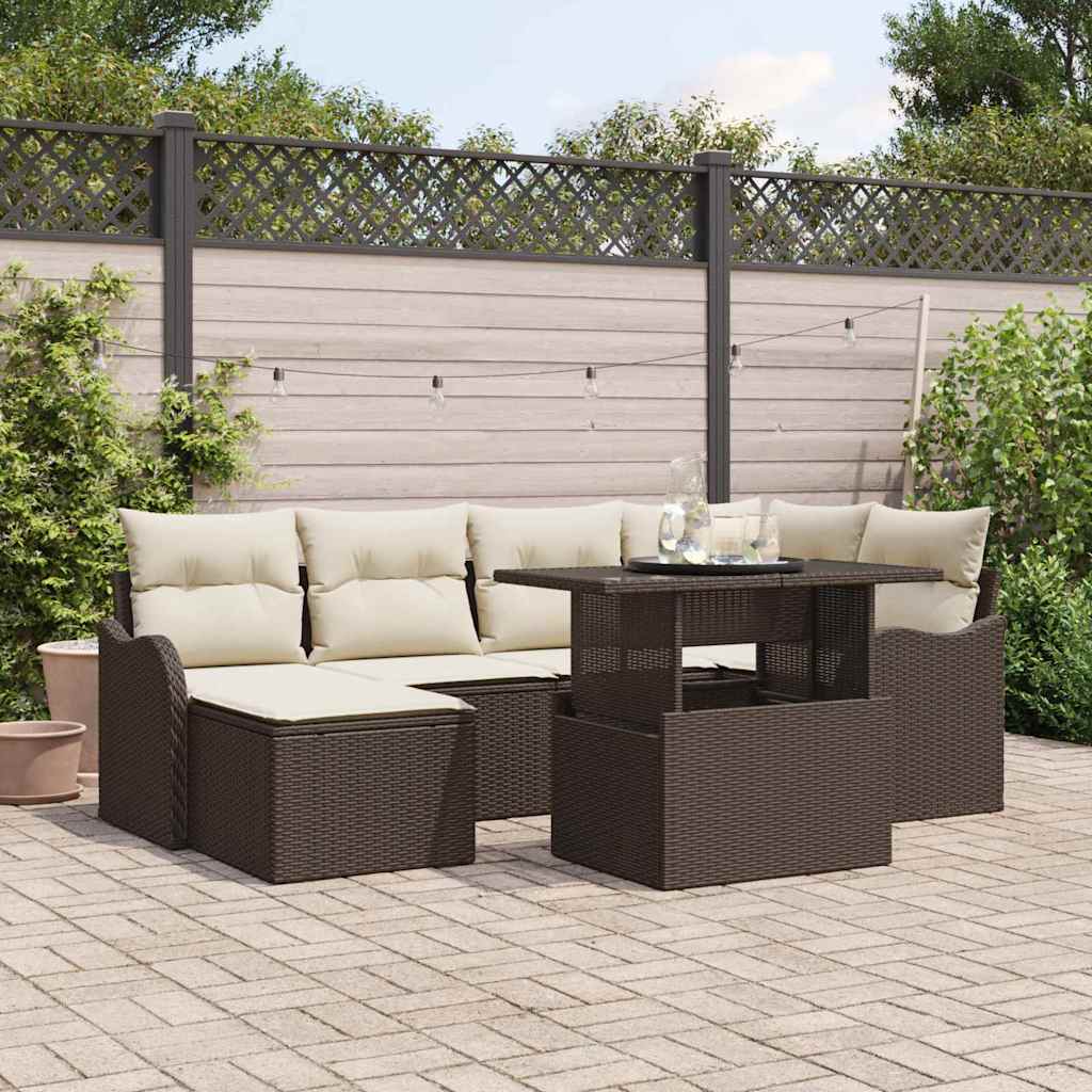 Gartensofa-set 7 stk. Braun Poly Rattan