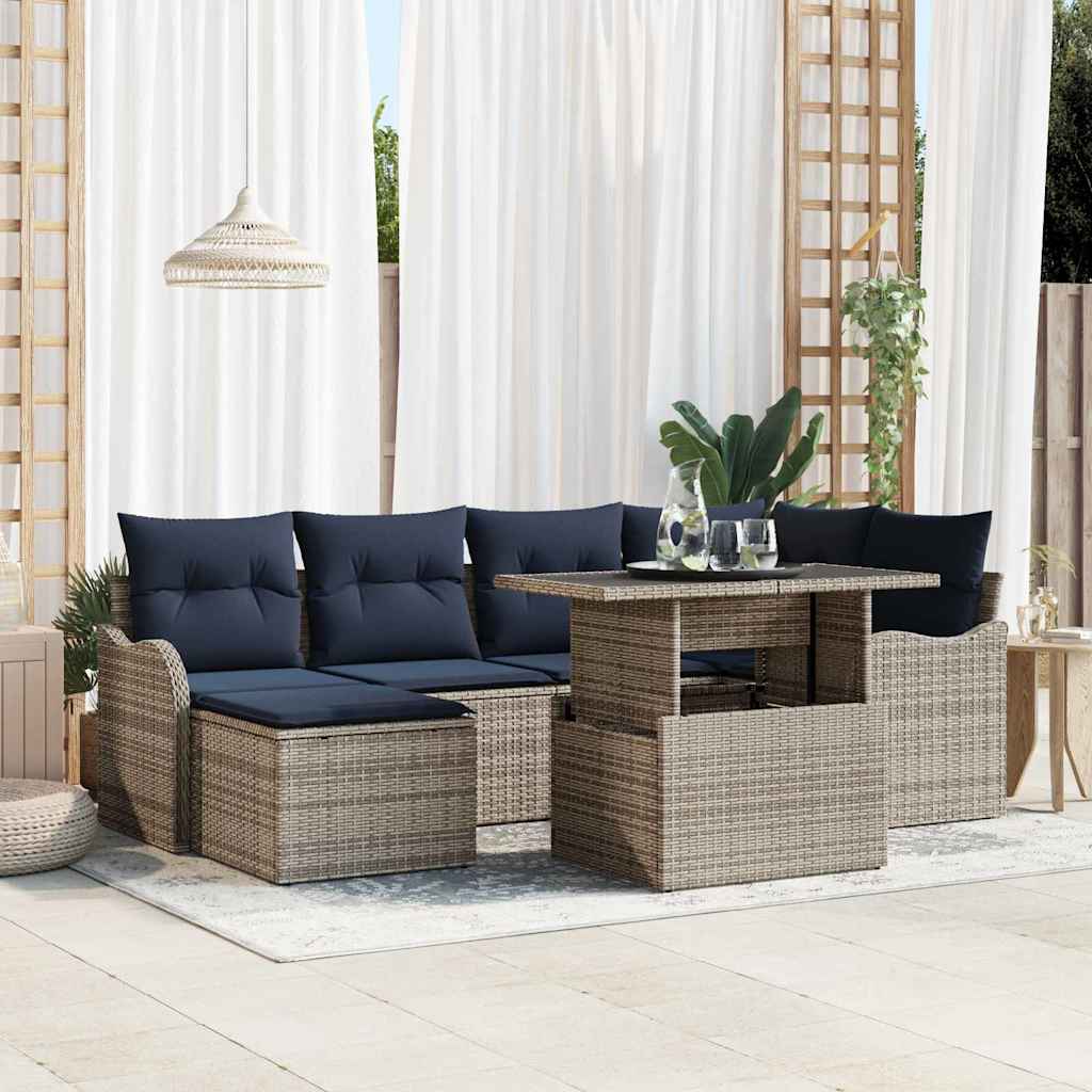 Gartensofa-set 7 stk. Grau Poly Rattan