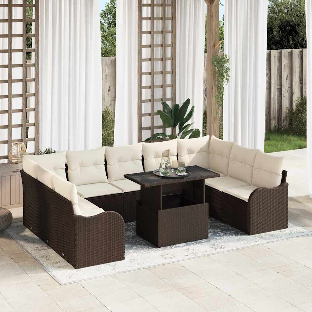 Gartensofa-set 10 stk. Braun Poly Rattan