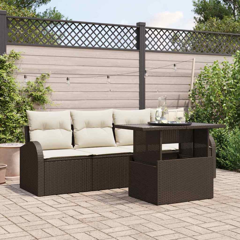 Gartensofa-set 5 stk. Braun Poly-Rattan