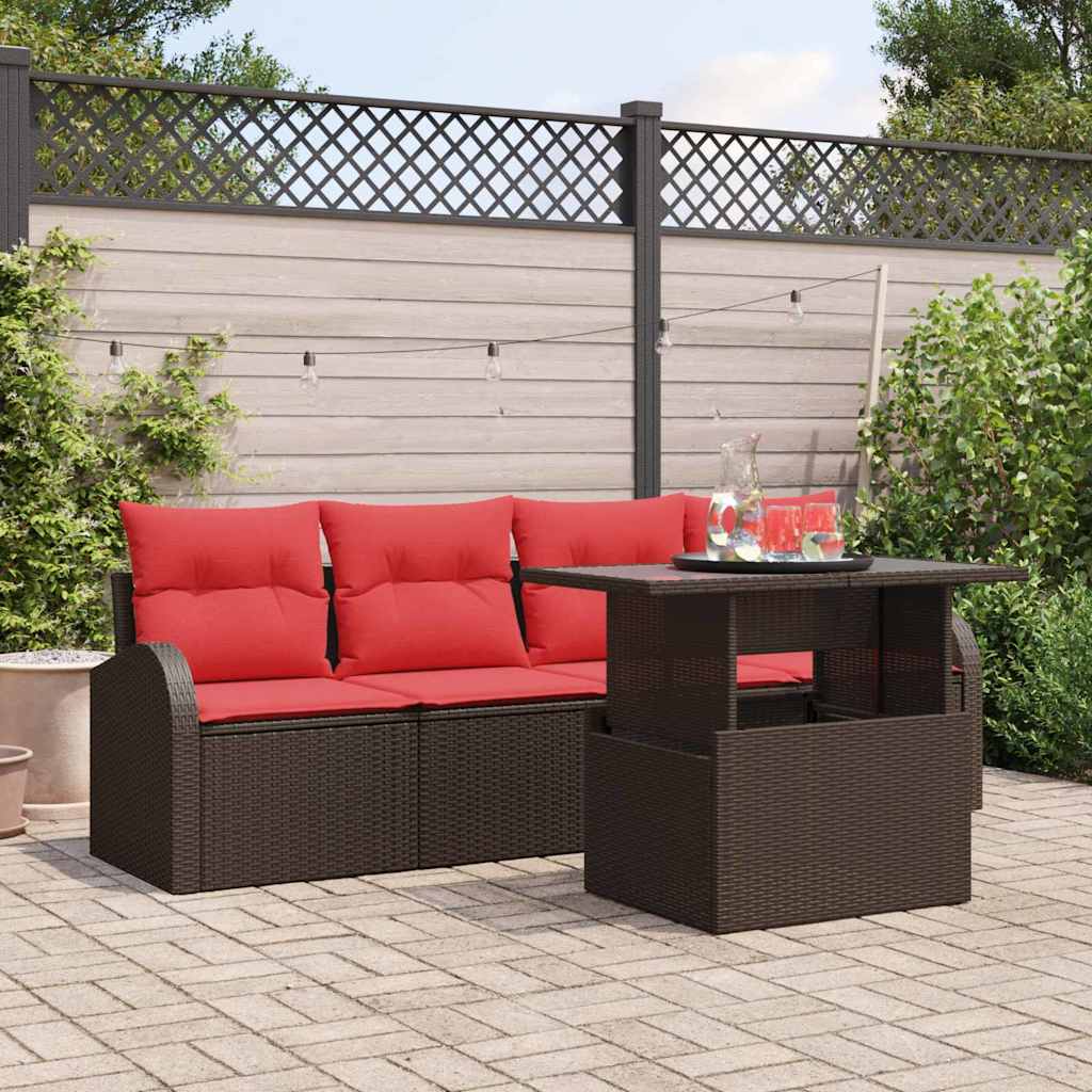 Gartensofa-set 5 stk. Braun Poly-Rattan