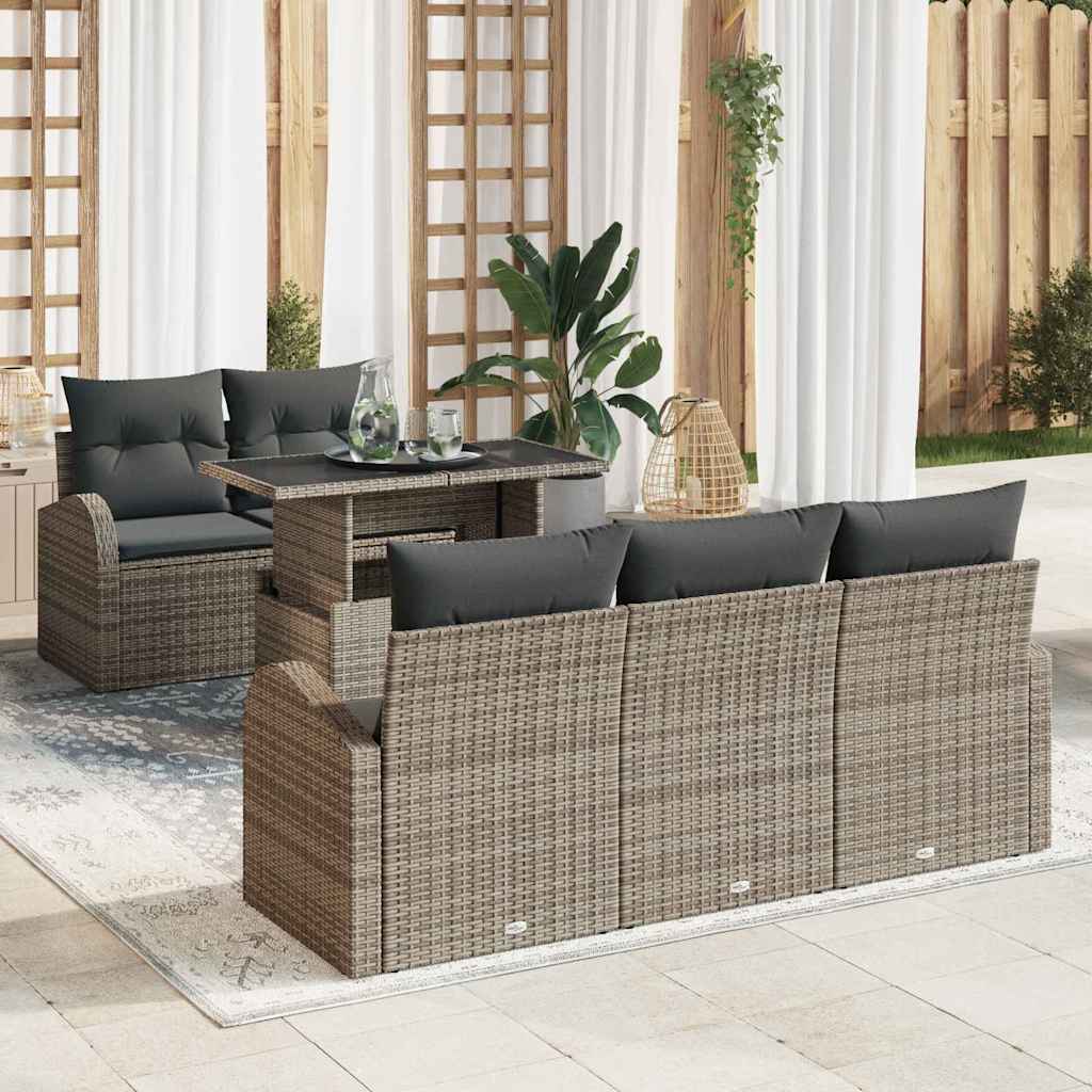 Gartensofa-set 6 stk. Grau Poly Rattan