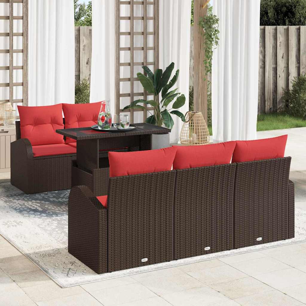 Gartensofa-set 6 stk. Braun Poly Rattan