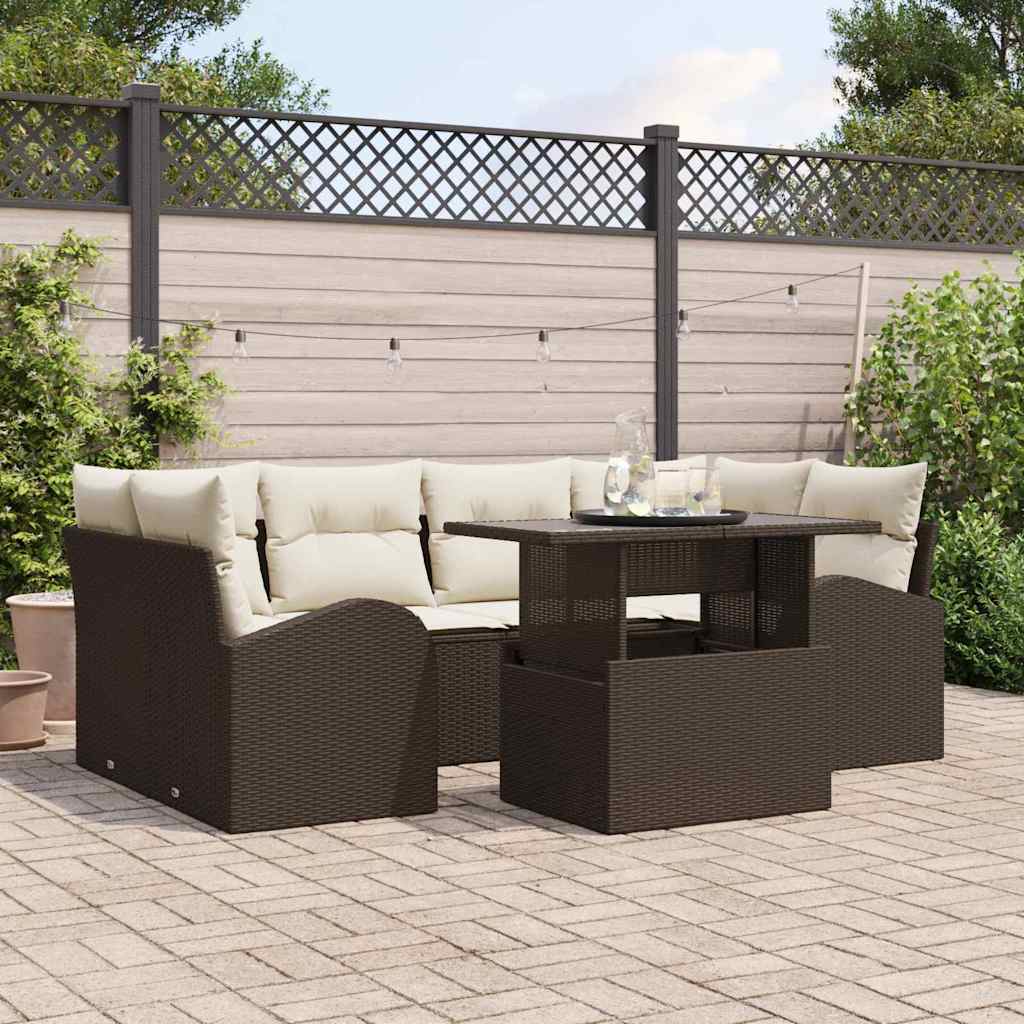 Gartensofa-set 7 stk. Braun Poly Rattan