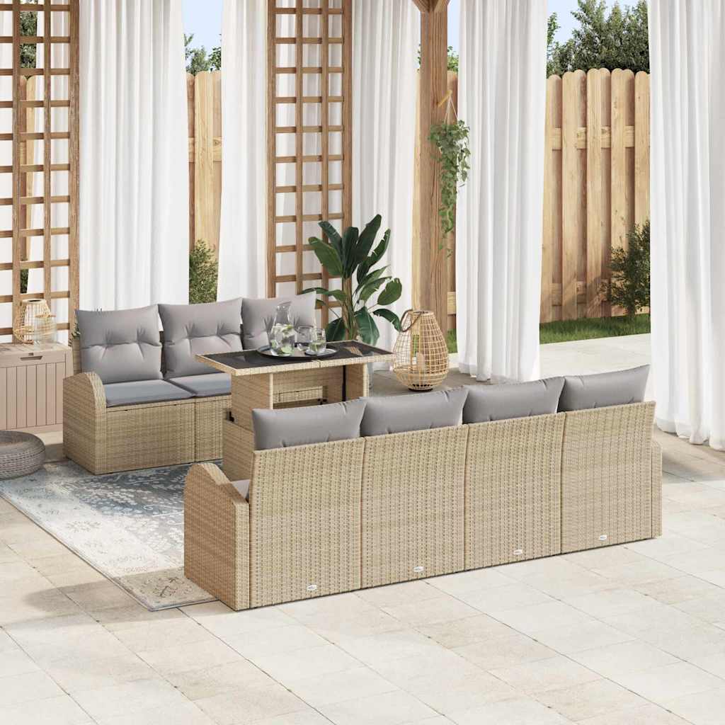 Gartensofa-set 8 stk. Beige Poly-Rattan