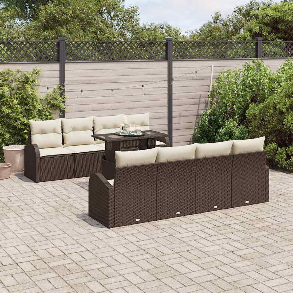 Gartensofa-set 9 stk. Braun Poly-Rattan