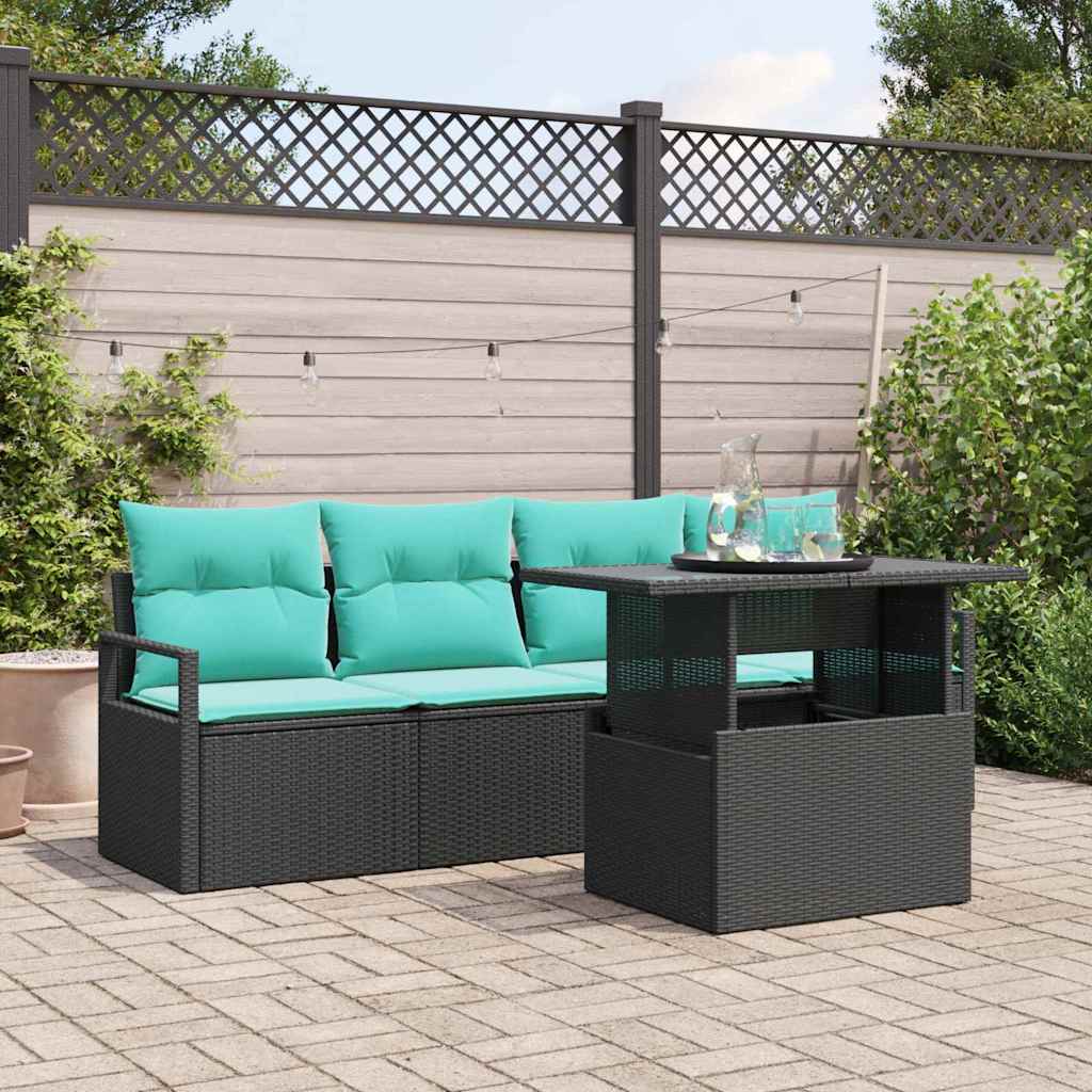 Gartensofa-set 5 Stk. 4-Sitzanzahl Schwarz Poly-Rattan