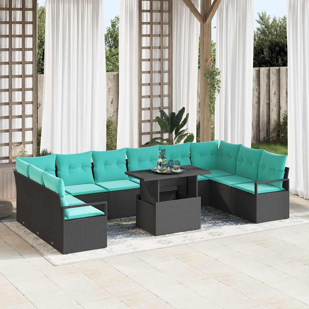 Gartensofa-set 11 Stk. 10-Sitzanzahl Schwarz und Blau