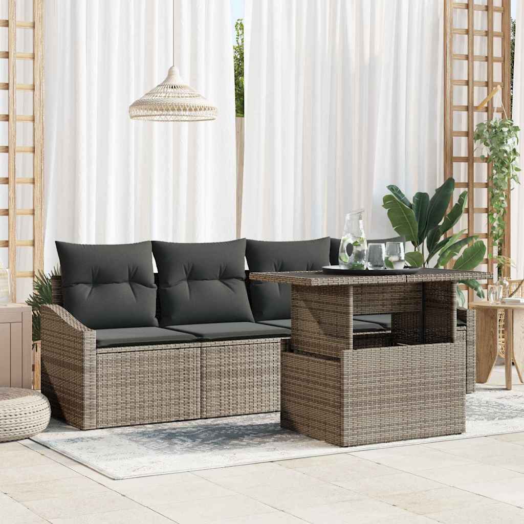 Gartensofa-set 5 stk. Grau Poly-Rattan