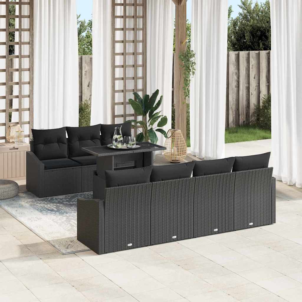 Gartensofa-set 8 stk. Schwarz Poly-Rattan