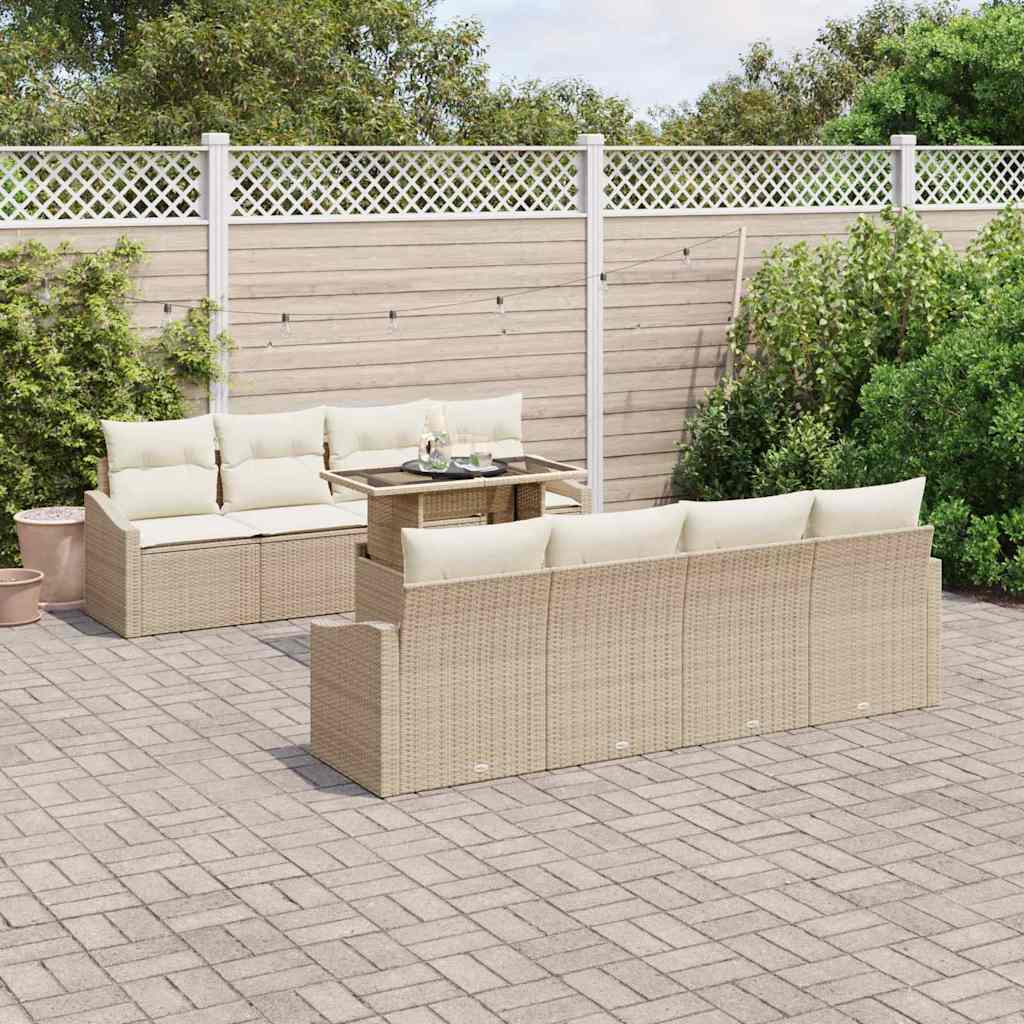 Gartensofa-set 7 stk. Beige und Creme Poly-Rattan