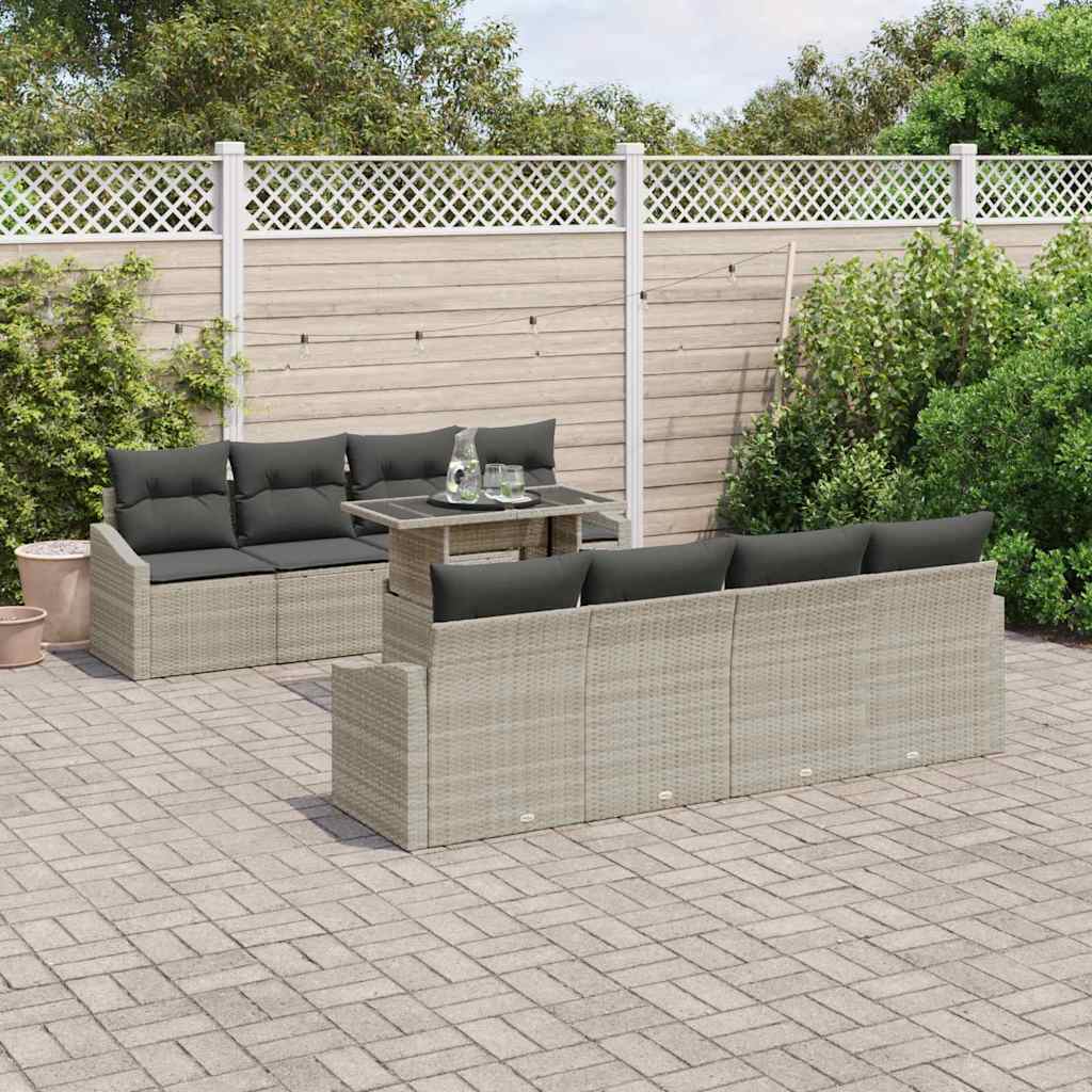Gartensofa-set 7 stk. Hellgrau Poly-Rattan