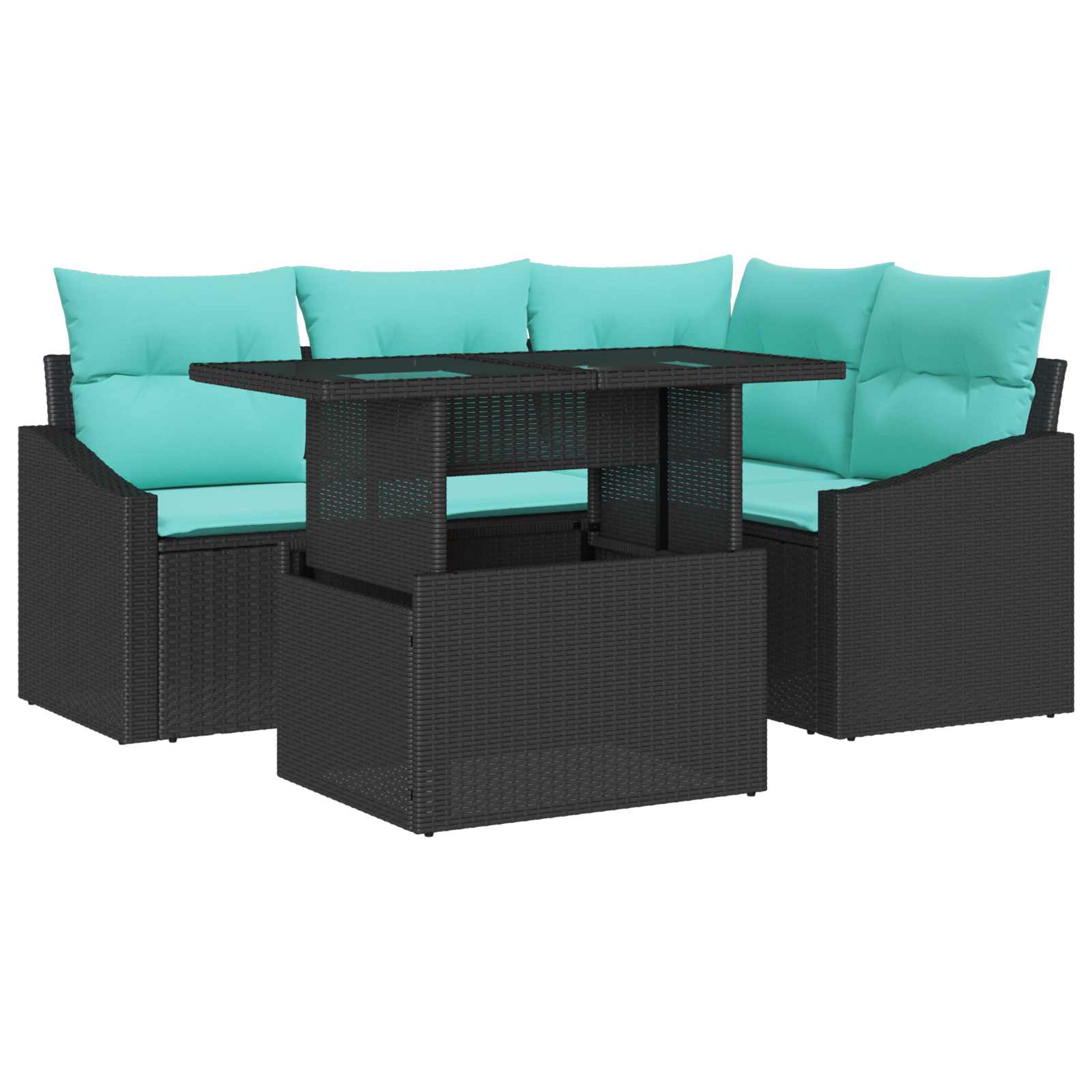 Gartensofa-set 6 stk. Schwarz und Creme Poly-Rattan