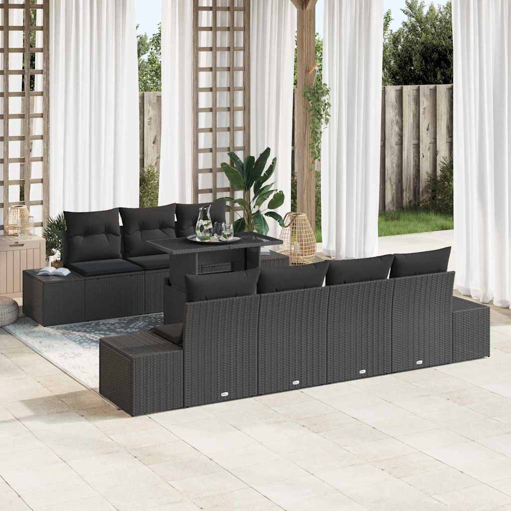 Sofa Set 8 stk. Schwarz Poly-Rattan