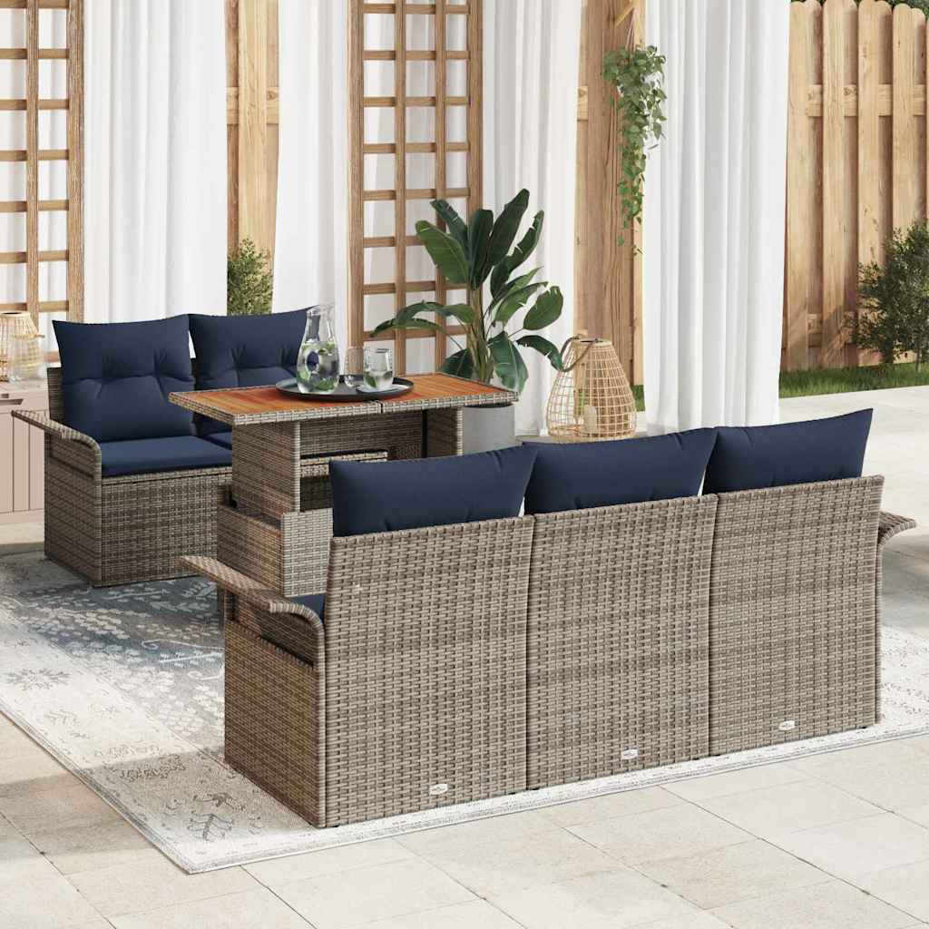Garten-Sofa-Set 6 stk. Grau und Marineblau