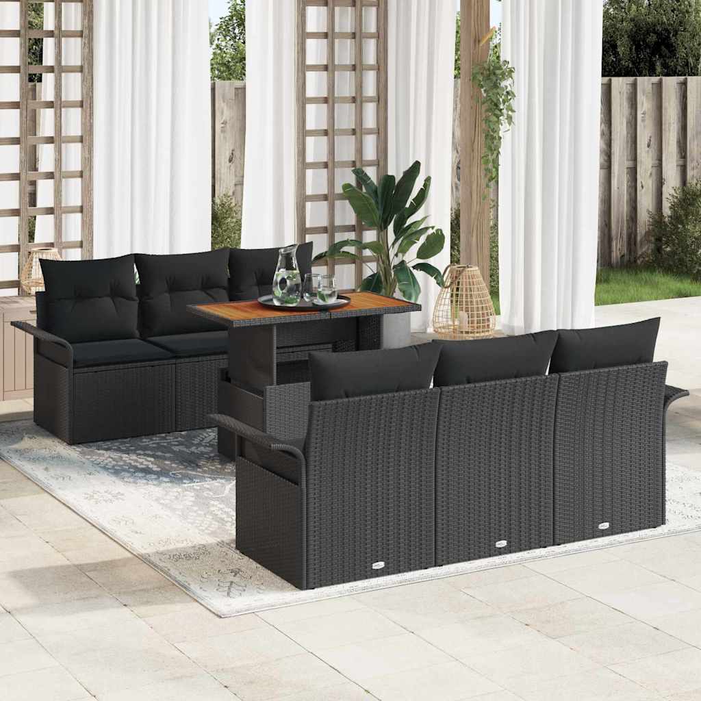 Garten-Sofa-Set 7 stk. Schwarz