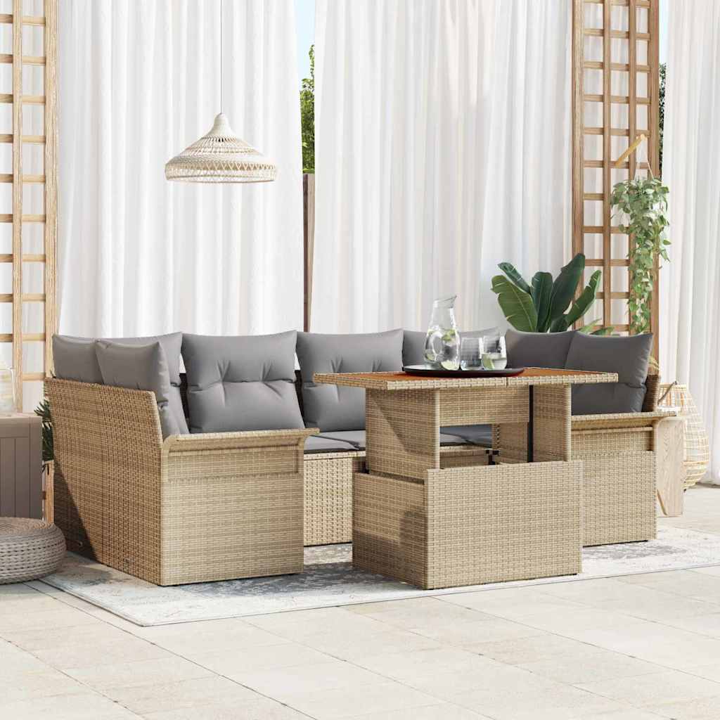 Garten-Sofa-Set 7 stk. Beige und Hellgrau