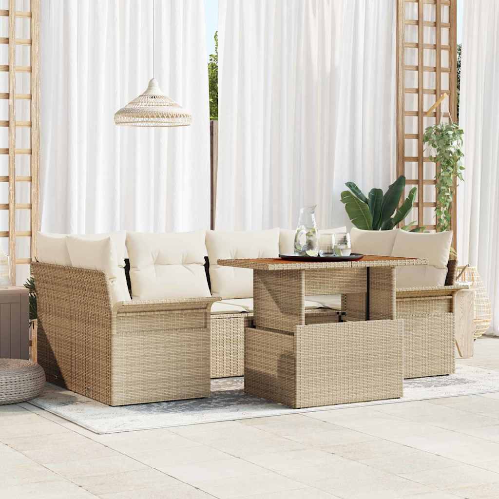 Garten-Sofa-Set 7 stk. Beige und Creme