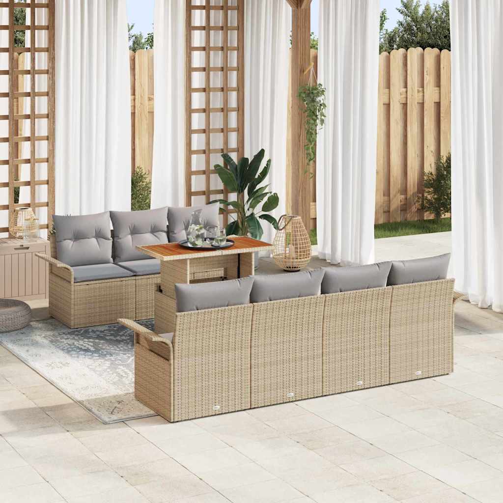 Garten-Sofa-Set 8 stk. Beige und Hellgrau