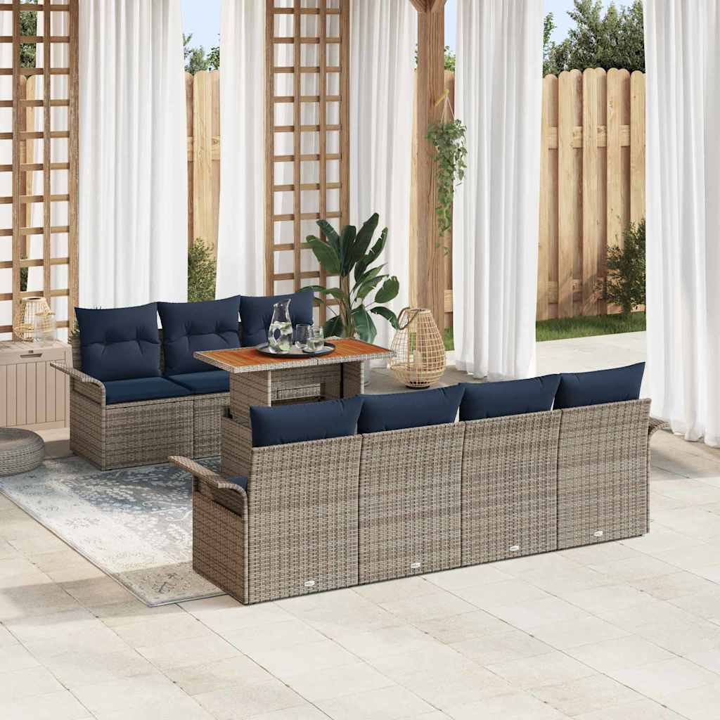 Garten-Sofa-Set 8 stk. Grau und Marineblau