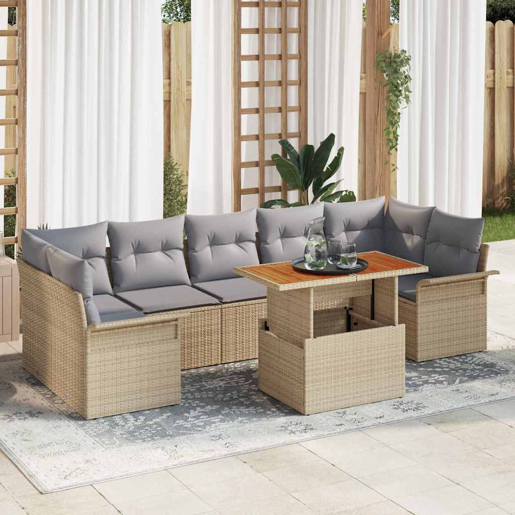 Garten-Sofa-Set 8 stk. Beige und Hellgrau