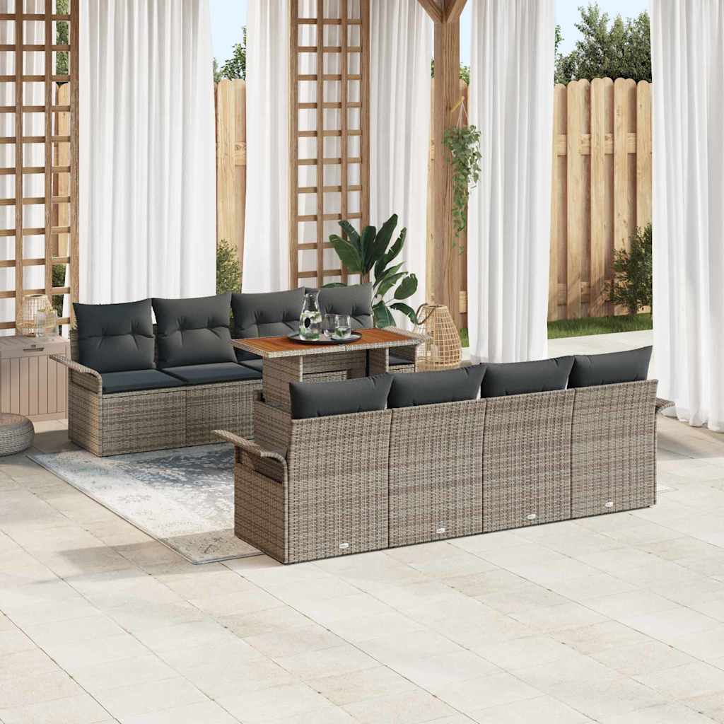 Gartensofa-set 7 stk. Grau Poly-Rattan