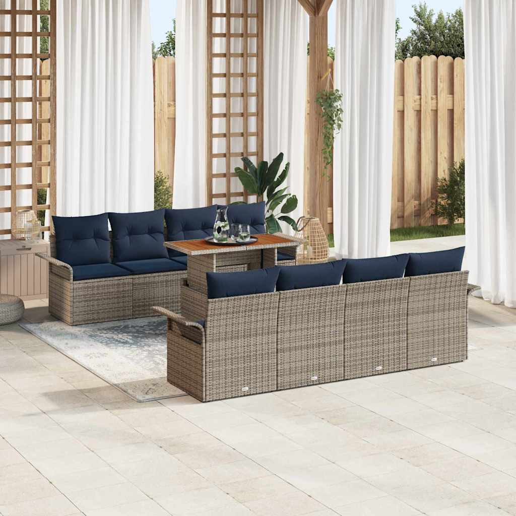 Garten-Sofa-Set 7 stk. Grau und Marineblau