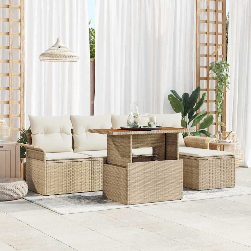 Garten-Sofa-Set 6 stk. Beige und Creme