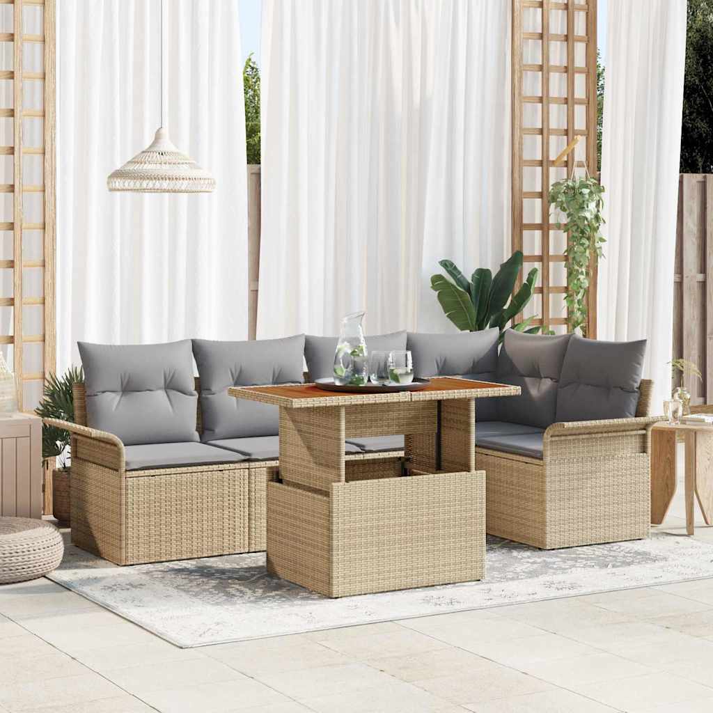 Garten-Sofa-Set 6 stk. Beige und Hellgrau