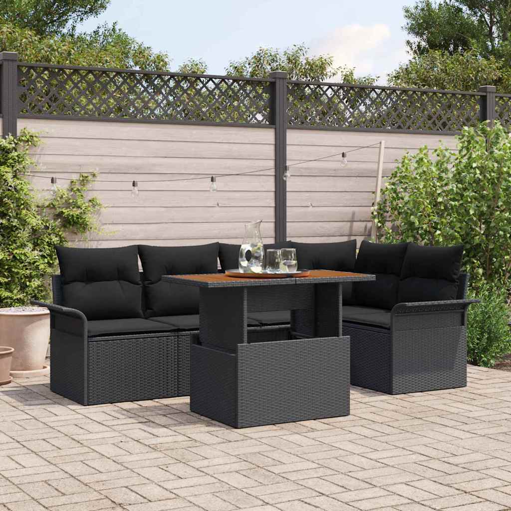Garten-Sofa-Set 6 stk. Schwarz